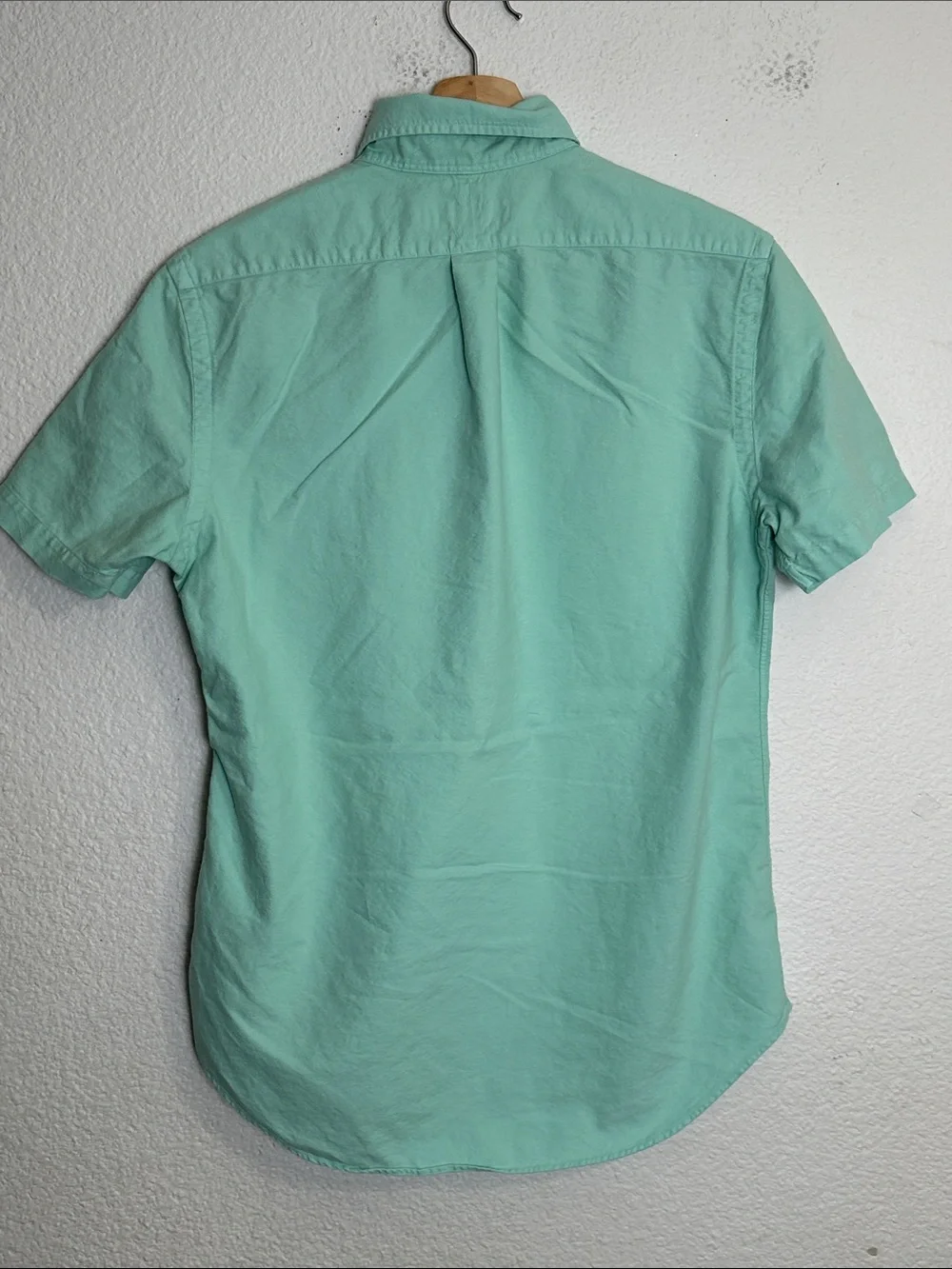Ralph Lauren Button Down Short Sleeve Shirt Mint Green Slim Fit Cotton Small - Picture 3 of 9
